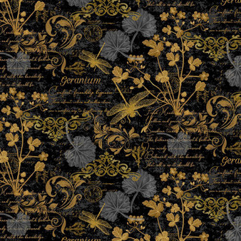 TEXT AND FLORAL BLACK