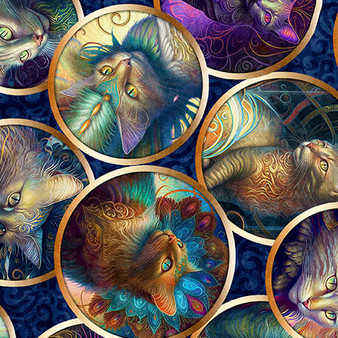 FELINE CAT CIRCLES NAVY