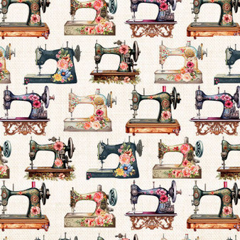 FLORAL SEWING MACHINES ECRU