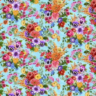 BUTTERFLY BOUTIQUE LARGE FLOWER ALLOVER SKY BLUE