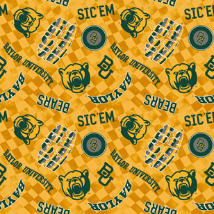 NCAA BAYLOR YELLOW CANVAS DUCK CLOTH