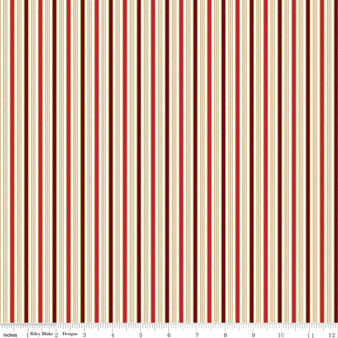 POINSETTAS AT CHRISTMAS STRIPE RED FOIL