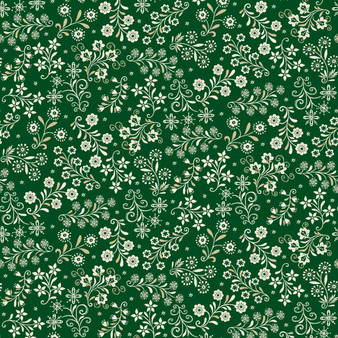 NORDIC HOLIDAY VILLAGE FLORAL VINES GREEN CREAM