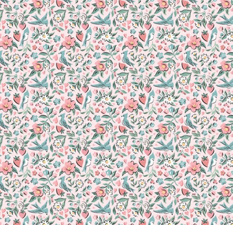 GRANNY'S SEWING ROOM BLUEBIRDS & BERRIES / PINK