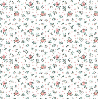 GRANNY'S SEWING ROOM HEARTS & POSIES / WHITE