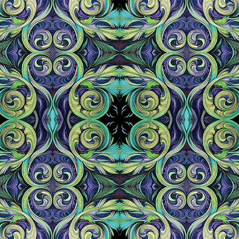 INCANDESCENT SCROLL WORK TURQUOISE/PURPLE
