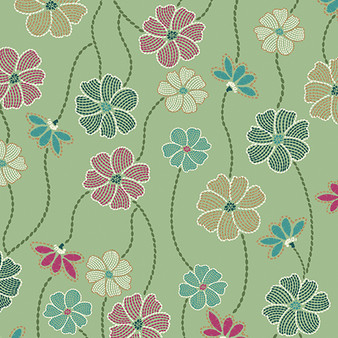 MAJESTIC GARDEN FLORAL DANCE - SAGE GREEN
