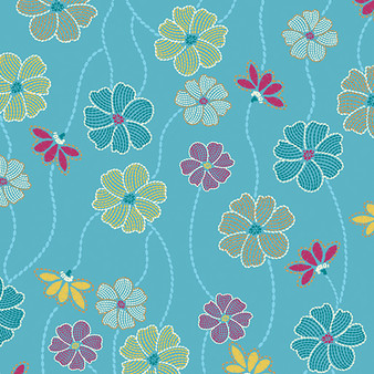 MAJESTIC GARDEN  FLORAL DANCE - BLUE