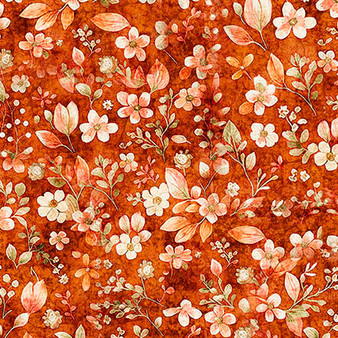 PURRFECT GARDEN PACKED FLORAL - BURNT ORANGE