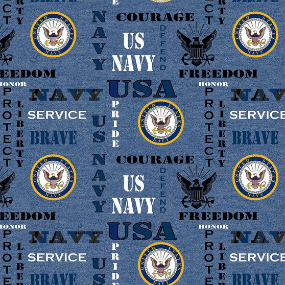 Navy Heather Print