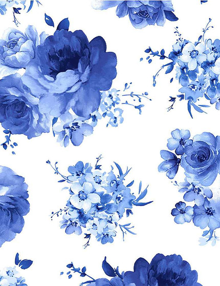 Medium Blue Flowers White