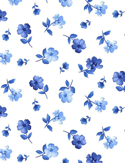 Tiny Blue Flowers White