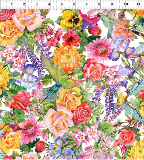 In The Beginning Decoupage || Multicolor Allover Floral 3DC1 || Sold by the yard