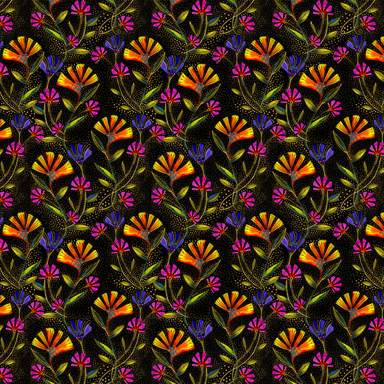 Earth Song || Y4023-3M Earth Song Digital Viney Floral || Sold by the yard