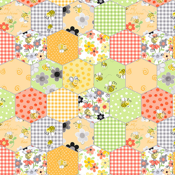 Sweet Bees Honeycomb Patchwork || SB20364-310 Yellow || Sold by the yard