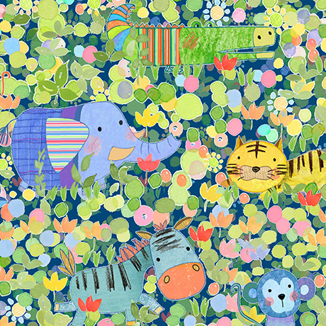 BABY JUNGLE ANIMALS - NAVY