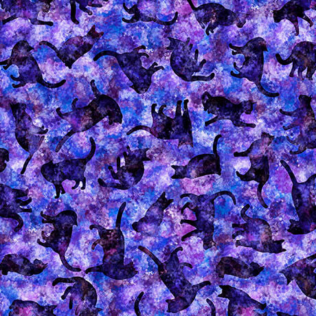 FELINE CAT SILHOUETTES PURPLE