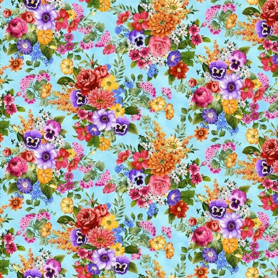 BUTTERFLY BOUTIQUE LARGE FLOWER ALLOVER SKY BLUE