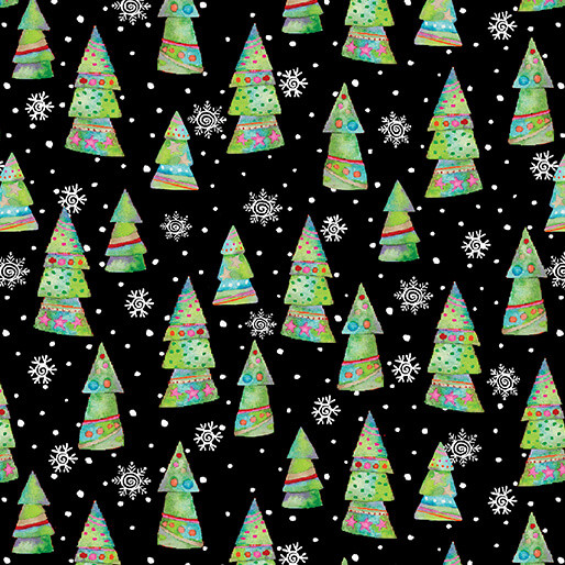 SNOW JOY FESTIVE TREES - BLACK