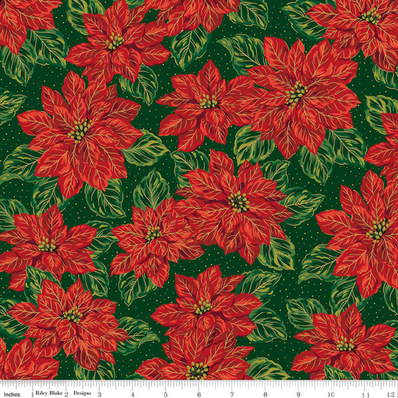 POINSETTIAS AT CHRISTMAS MAIN GREEN FOIL