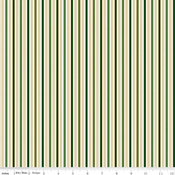POINSETTIAS AT CHRISTMAS STRIPE GREEN FOIL