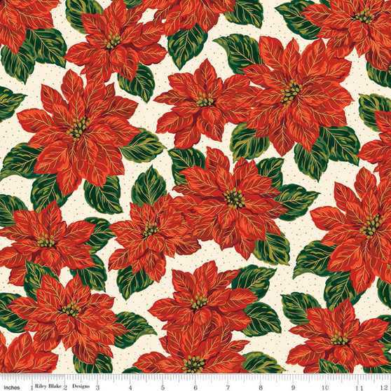 POINSETTIAS AT CHRISTMAS MAIN CREAM FOIL