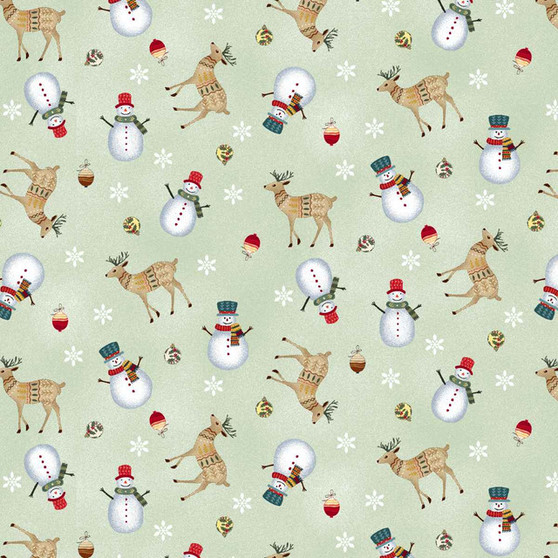 NORDIC HOLIDAY VILLAGE TOSSED REINDEER LIGHT SAGE