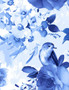 Large Blue Flowers and Birds