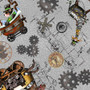 Steampunk Express ||  Steampunk Toss Gray || Sold by the half yard