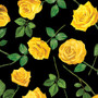 Flowers of Friendship || 1451112B SINGLE YELLOW ROSES BLACK || Sold by the yard