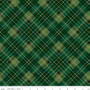 POINSETTIAS AT CHRISTMAS PLAID GREEN FOIL