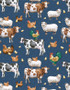 FRIENDLY FARMSTEAD ANIMALS ALL OVER - BLUE