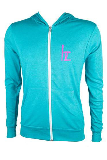 TEAL MAGENTA - Thin Zip Hoodie