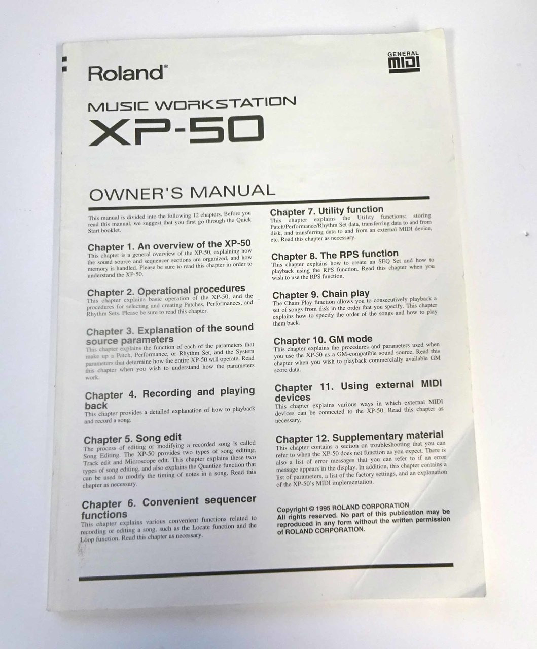 Roland XP-50 Owner Manual & Quick Start Guide