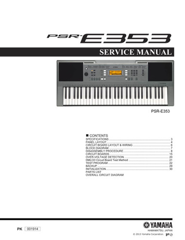 Yamaha Psr E353 Service Manual