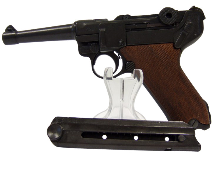 Denix WWII German Luger Parabellum P-08 Replica Pistol Wood Grips