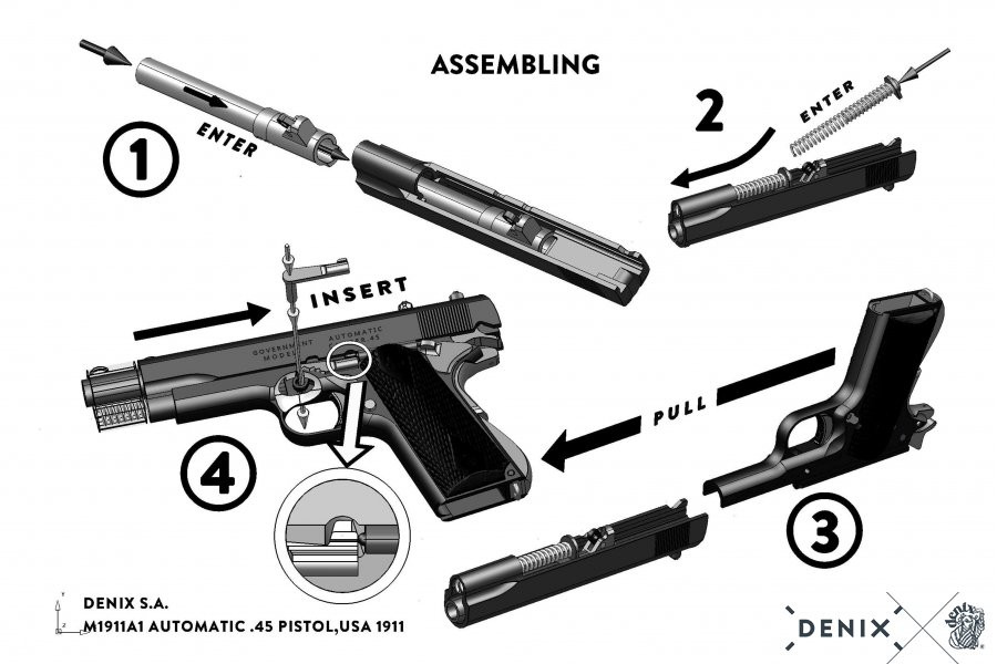 M1911A1 Replica Government 45 Automatic Pistol - Nickel Finish