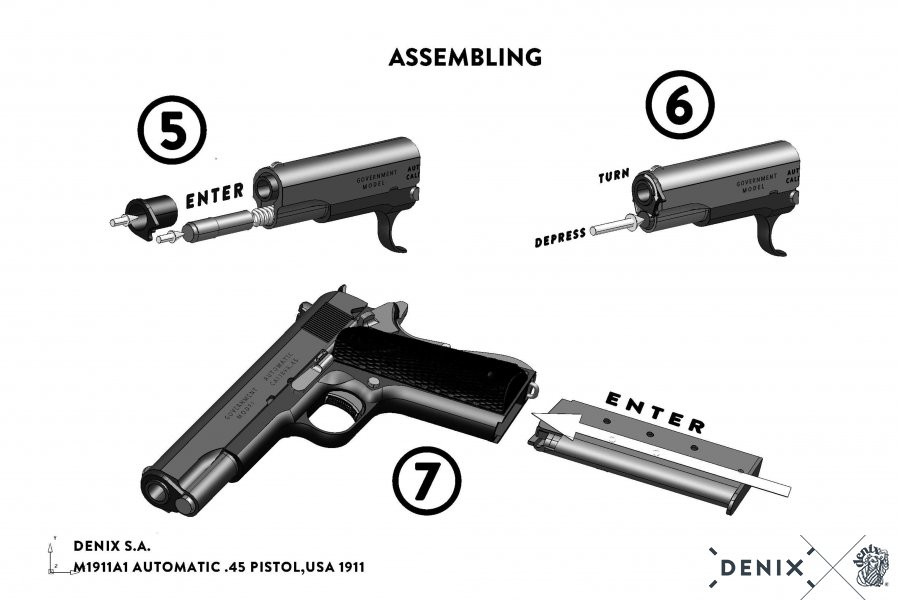 M1911A1 Replica Government 45 Automatic Pistol - Checkered Wood