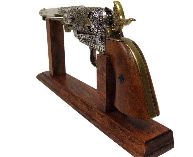 Denix Civil War M1851 Engraved Naval Replica Revolver Gold Finish
