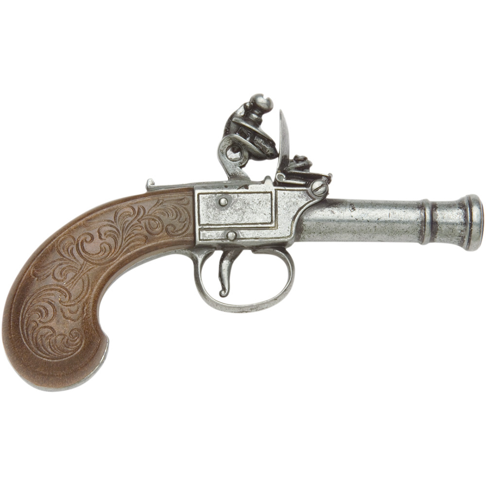 Denix Flintlock Pocket Pistol Replica 18th Century Faux Dark Wood