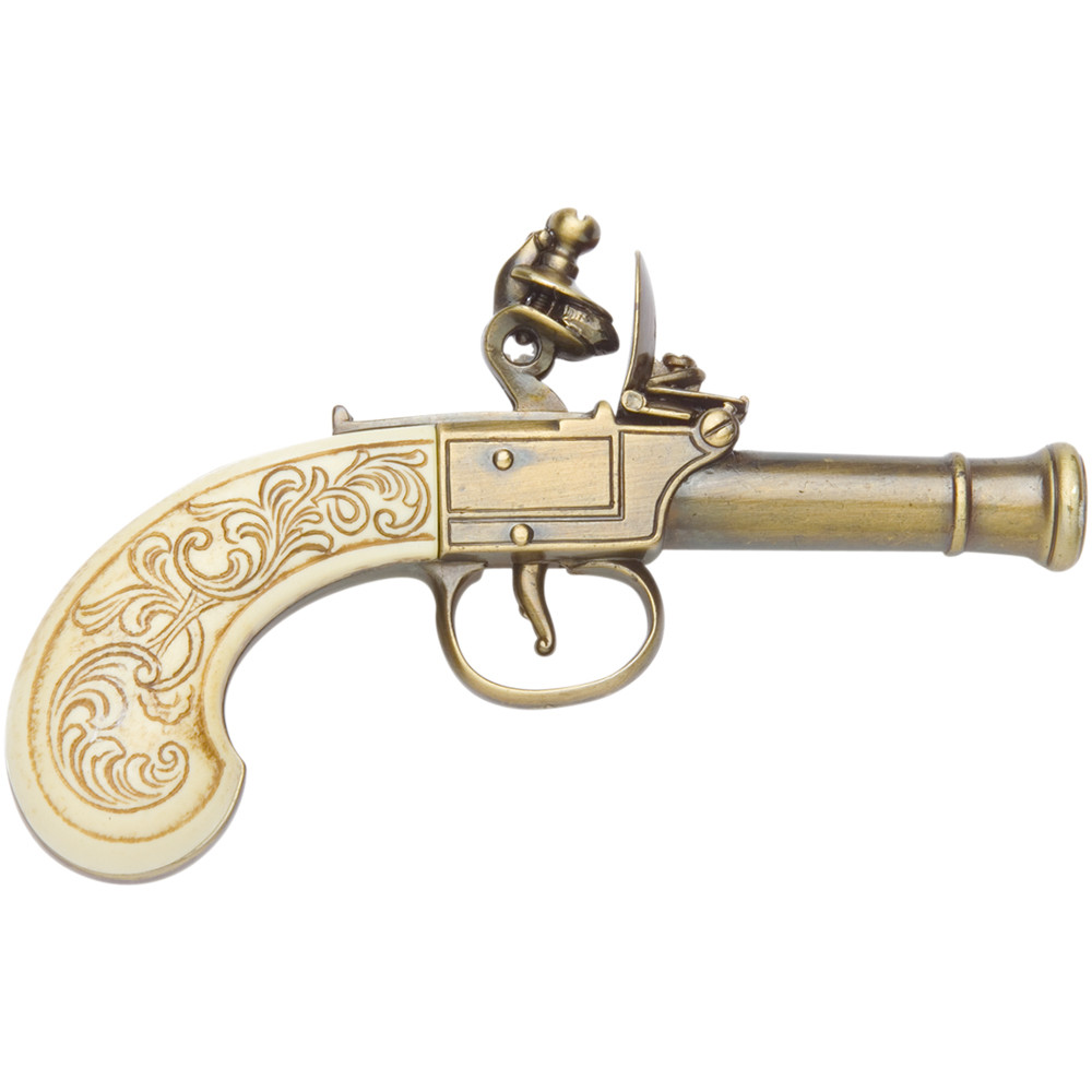 Denix Flintlock Pocket Pistol Replica 18th Century Faux Embossed