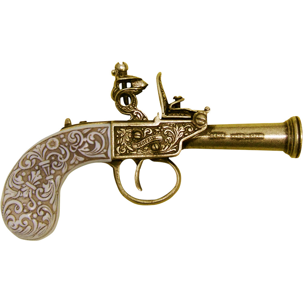 Denix 1798 English Replica Flintlock Pistol Gold