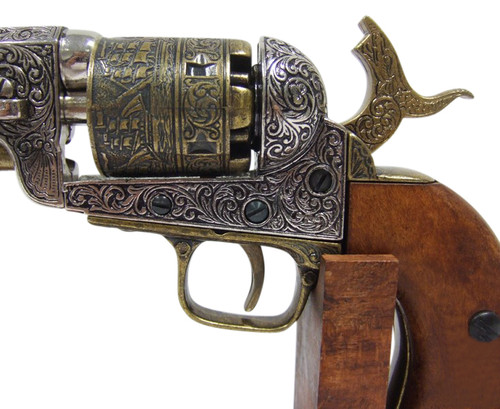 Denix Civil War M1851 Engraved Naval Replica Revolver Gold Finish