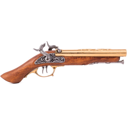 Pistol, Double-barrel Pirate 18th Century- Antique Brass Alt Image 2