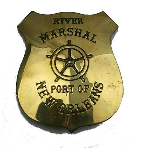 River Marshal New Orleans Western Badge Solid Brass Main Image