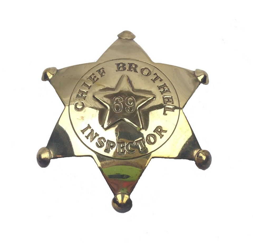 Chief Brothel Inspector Western Badge Solid Brass Main Image