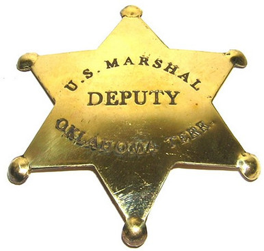 US Marshall Deputy Oklahoma Territory Western Badge Solid Brass