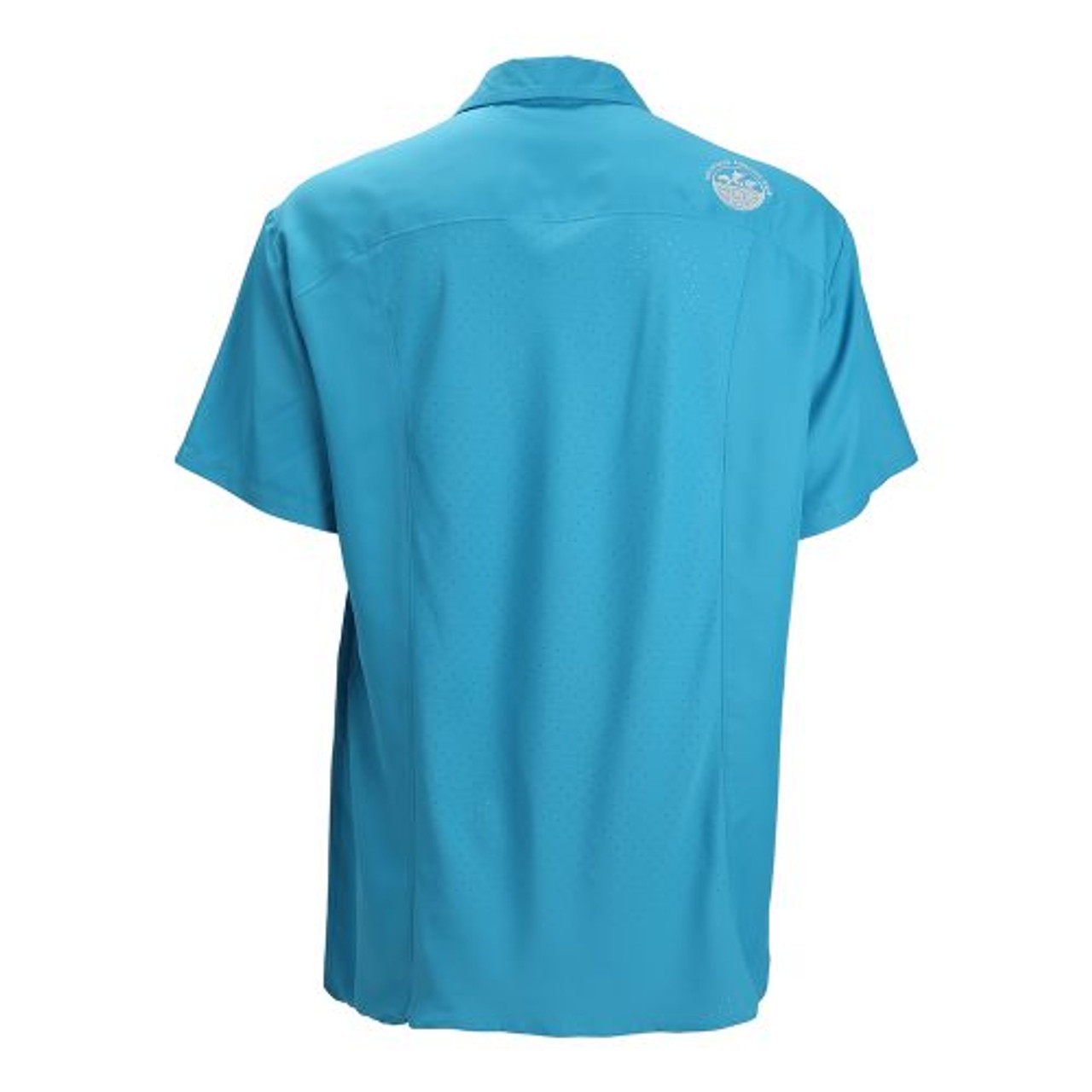 EAG Elite Mossy Oak Short Sleeve Button Down Fishing Shirt-Coastal Blue