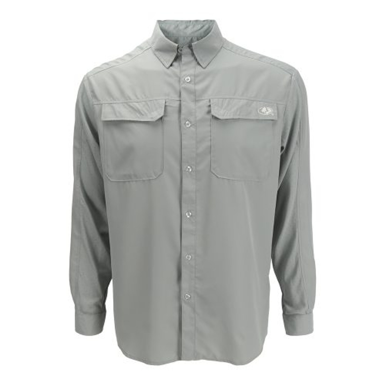 EAG Elite Long Sleeve BIG BLUE Button Down Fishing Shirt-Silver