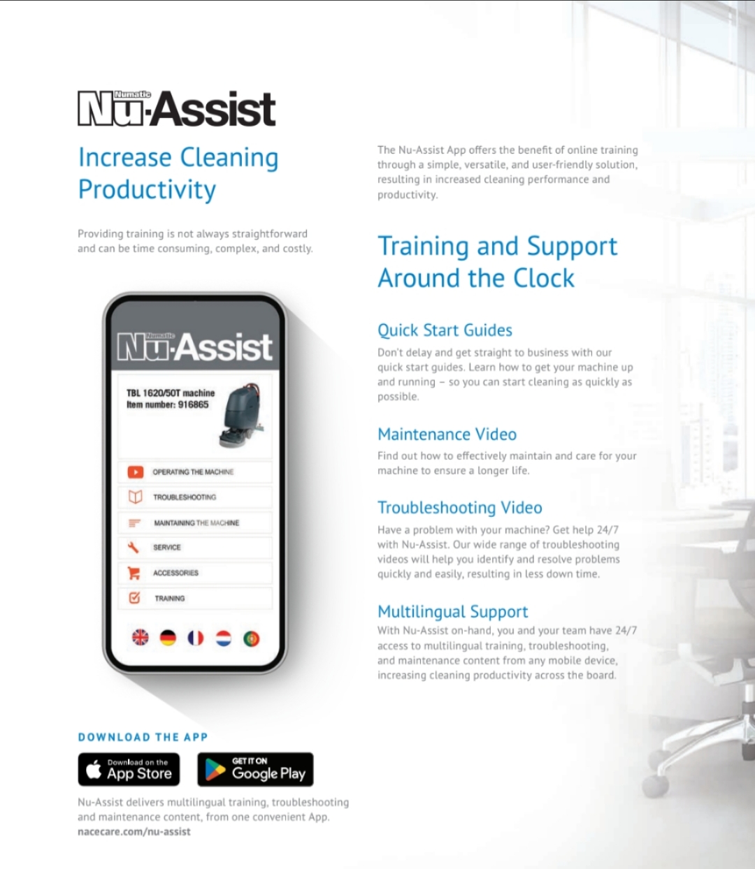 NaceCare Nu-Assist App QR code training and support platform